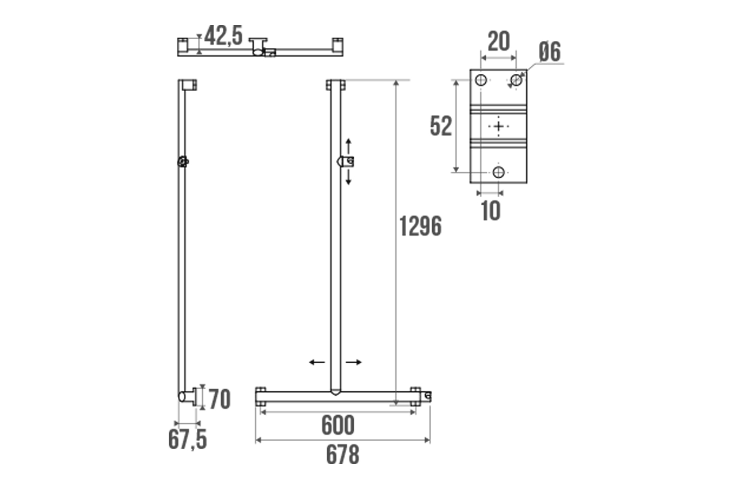 ARSIS T-or L-shaped shower bar, White Epoxy-coated Aluminium, mat ...