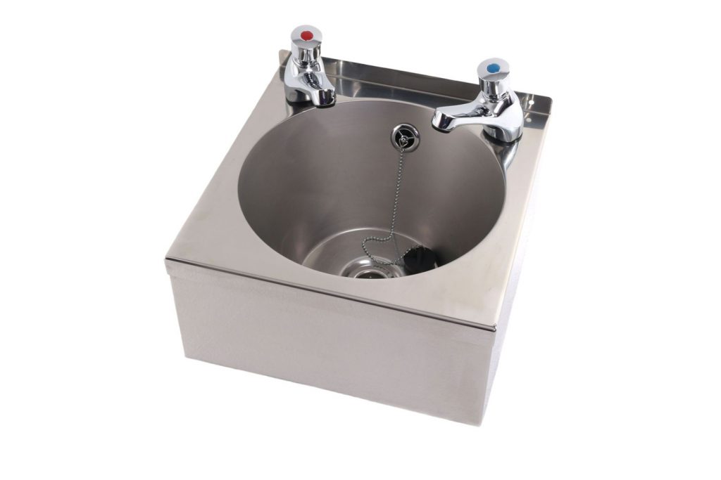 Stainless Steel Compact Wall Mounted Basin 2 taps | Modern Taps & Showers